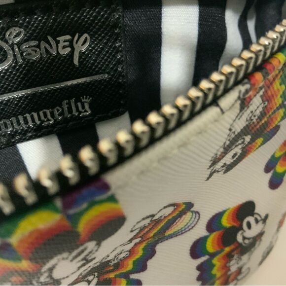 Loungefly Disney Mickey with rainbow dropshadow print faux textured Hip Pack - Picture 6 of 14